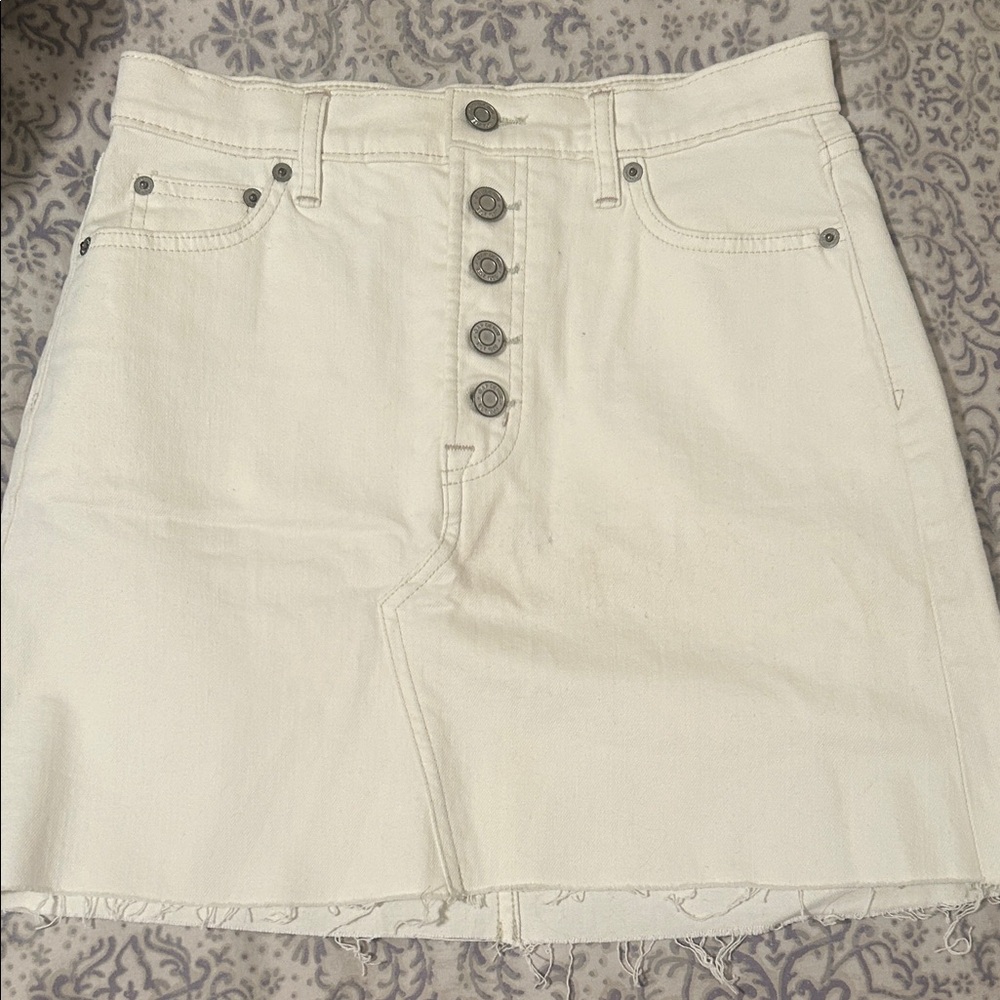 Gap White Denim Button-Up Skirt